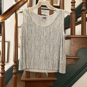 R & M Richards metallic lace tank top. Color is champagne, size 14.